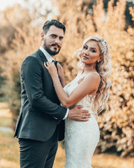 Hot Mermaid Boho White Wedding Dresses Casual Long Sleeveless Court Train
