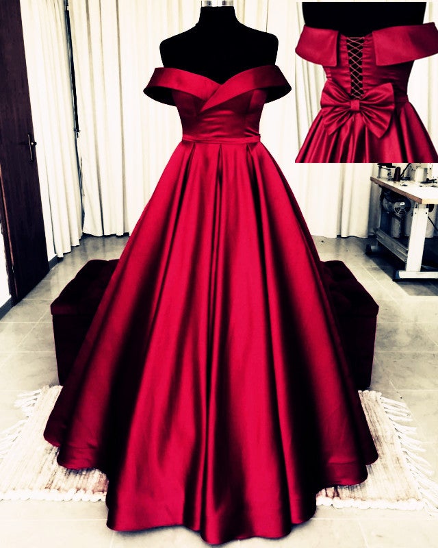Bow Back Prom Dresses Ball Gowns Off The Shoulder