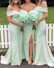 Mermaid Off The Shoulder Slit Bridesmaid Dresses
