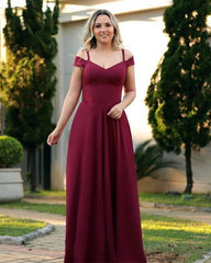 Plus Size Maroon Cold Shoulder Bridesmaid Dresses