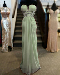 Long Sage Green Sheath Bridesmaid Dresses