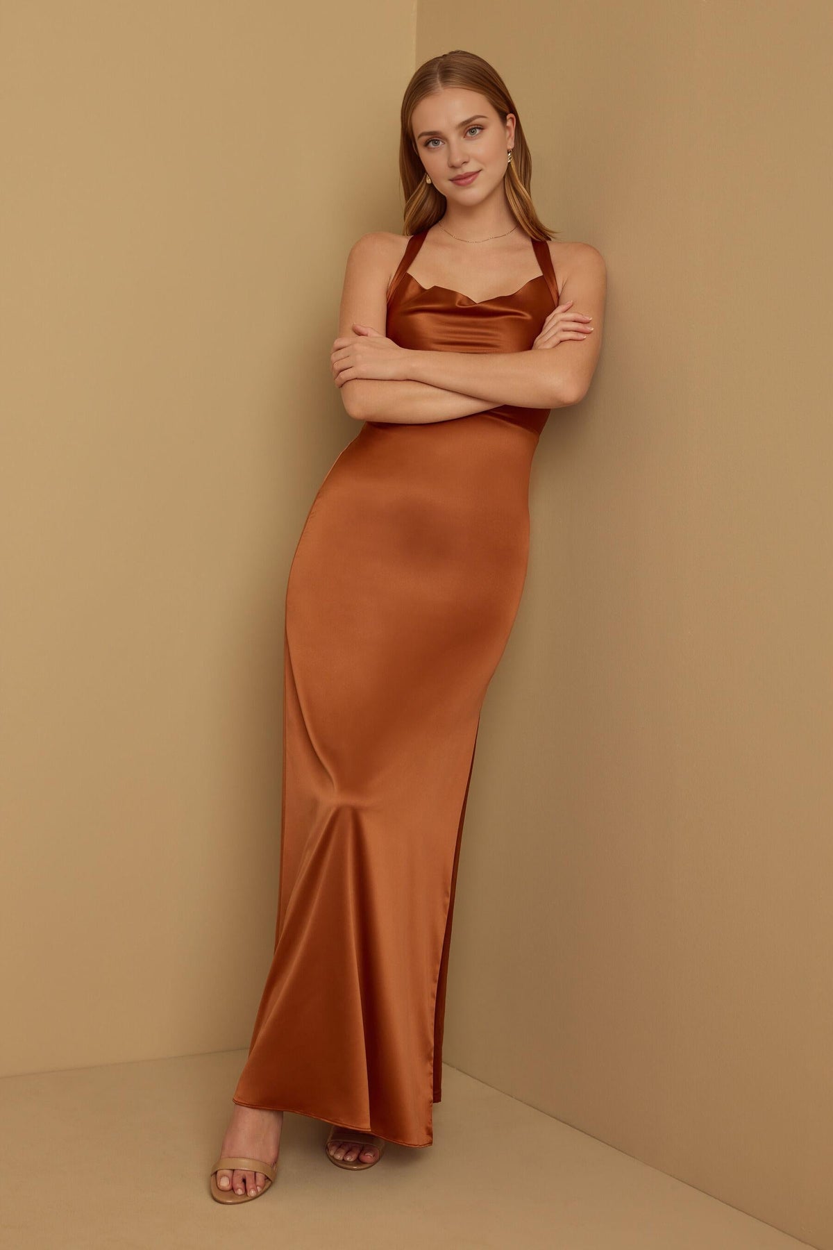 Weitese Formal Wear Dresses Sleeveless Satin Off Shoulder Back Cross Floor Length Bridesmaid Dress Stores With Prom Dresses With Side Slit