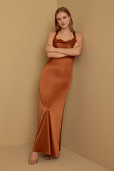 Weitese Formal Wear Dresses Sleeveless Satin Off Shoulder Back Cross Floor Length Bridesmaid Dress Stores With Prom Dresses With Side Slit