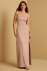Weitese Formal Wear Dresses Sleeveless Satin Spaghetti Straps Floor Length Bridesmaid Dress Stores With Prom Dresses With Side Slit