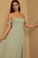 Weitese Formal Wear Dresses Sleeveless Off-the-shoulder Floor Length Bridesmaid Dress Stores With Prom Dresses With Slit
