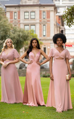 Weitese Prom Shop Dresses Soft A-line Bridesmaid Gown with Plunging V-Neckline and Spaghetti Straps Formal Women's Dresses