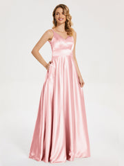 V Neck Soft Satin Dresses