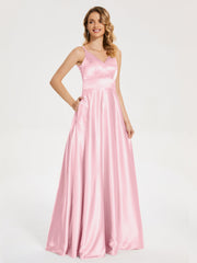 V Neck Soft Satin Dresses
