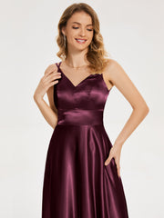 V Neck Soft Satin Dresses