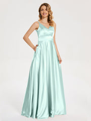 V Neck Soft Satin Dresses