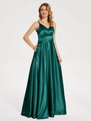 V Neck Soft Satin Dresses