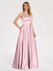 V Neck Soft Satin Dresses