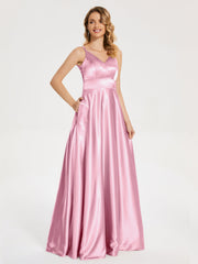 V Neck Soft Satin Dresses