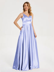 V Neck Soft Satin Dresses