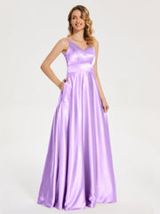 V Neck Soft Satin Dresses