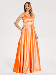 V Neck Soft Satin Dresses