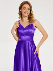 V Neck Soft Satin Dresses