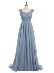 Appliqued and Beaded Dress with Sweetheart Neck Dusty Blue