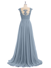 Appliqued and Beaded Dress with Sweetheart Neck Dusty Blue