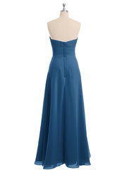 Straight Across Neck Chiffon Bridesmaid Dress Ink Blue