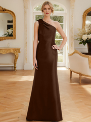 Sheath/Column One-Shoulder Sleeveless Satin Mother Of The Bride Dresses With Bowknot