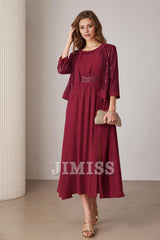 Sequined mother of the bride dresses wedding party cocktail party dress two-piece sequined dress set