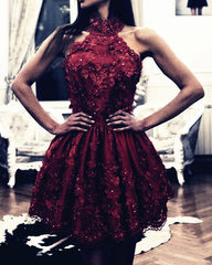 Elegant Lace Homecoming Dresses Halter Top