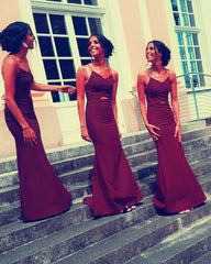 Sexy Mermaid V Neck Bridesmaid Dresses Cross Back