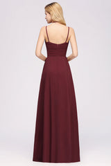 A-line Spaghetti Straps Sleeveless Ruffles Floor-Length Bridesmaid Dresses