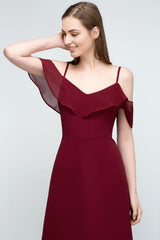 A-Line Spaghetti Straps Sleeveless Floor-Length Bridesmaid Dresses