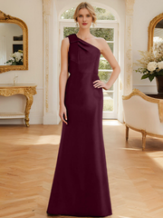 Sheath/Column One-Shoulder Sleeveless Satin Mother Of The Bride Dresses With Bowknot