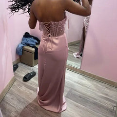 Pink/green/blue Gorgeous Shiny Exquisite Beaded Long Slit Elegant Sexy Prom Dress Evening Dress Party Dress gh3231