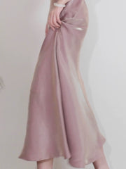 Pretty Sheath Scoop Neckline Pink Silk Chiffon Prom Dresses Ankle Length Evening Dress HZ1024
