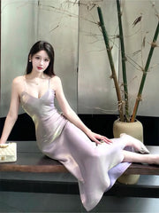 Pretty A Line Spaghetti Straps Lilac Ankle Length Prom Dresses Simple Evening Dress HZ1024