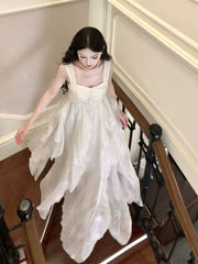 Pretty A Line Straps Irregular Ankle Length Floral Prom Dresses Simple Evening Dress HZ1024