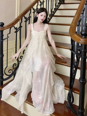Pretty A Line Straps Irregular Ankle Length Floral Prom Dresses Simple Evening Dress HZ1024