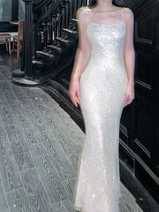 Pretty Sheath Halter Sequin Long Prom Dresses Sexy Evening Dress HZ1024