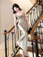 Pretty Mermaid Spaghetti Straps Long Prom Dresses Evening Dress HZ1024