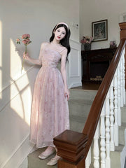 Classy A Line Strapless Pink Floral Knee Length Prom Dresses Evening Dress HZ1024