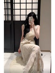 Classy A Line V Neckline Ankle Length Lace Prom Dresses Evening Dress HZ1024