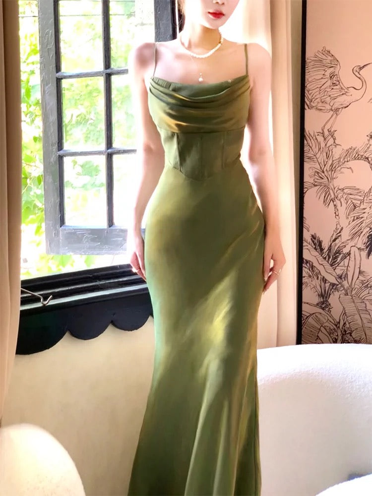 Gorgeous Mermaid Spaghetti Straps Green Prom Dresses Evening Dress HZ1024