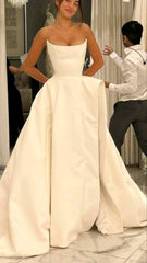 Gorgeous Ball Gown Strapless Satin Slit Long Prom Dresses Formal Evening Dress HZ1024