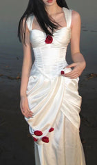 Gorgeous Sheath Rose Flowers Pleated Prom Dresses Formal Evening Dress HZ1024