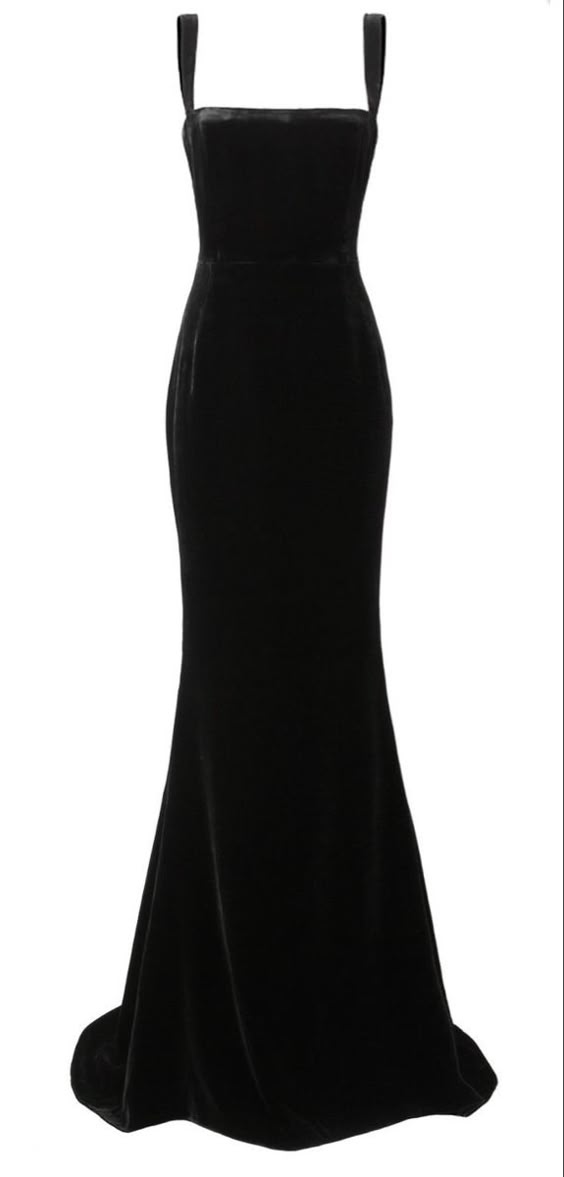 Sexy Mermaid Straps Black Velvet Long Prom Dresses Evening Dress HZ1024