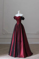 Elegant A Line Off The Shoulder Burgundy Tulle Prom Dresses With Ruffle Long Evening Dress HZ1024