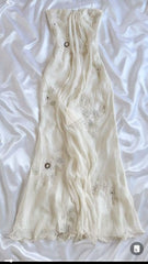 Pretty Sheath Halter Sleeveless Ivory Chiffon Prom Dresses Long Evening Dress HZ1024