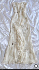 Pretty Sheath Halter Sleeveless Ivory Chiffon Prom Dresses Long Evening Dress HZ1024
