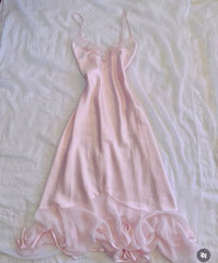 Pretty A line Spaghetti Straps Sleeveless Pink Chiffon Prom Dresses Long Evening Dress HZ1024