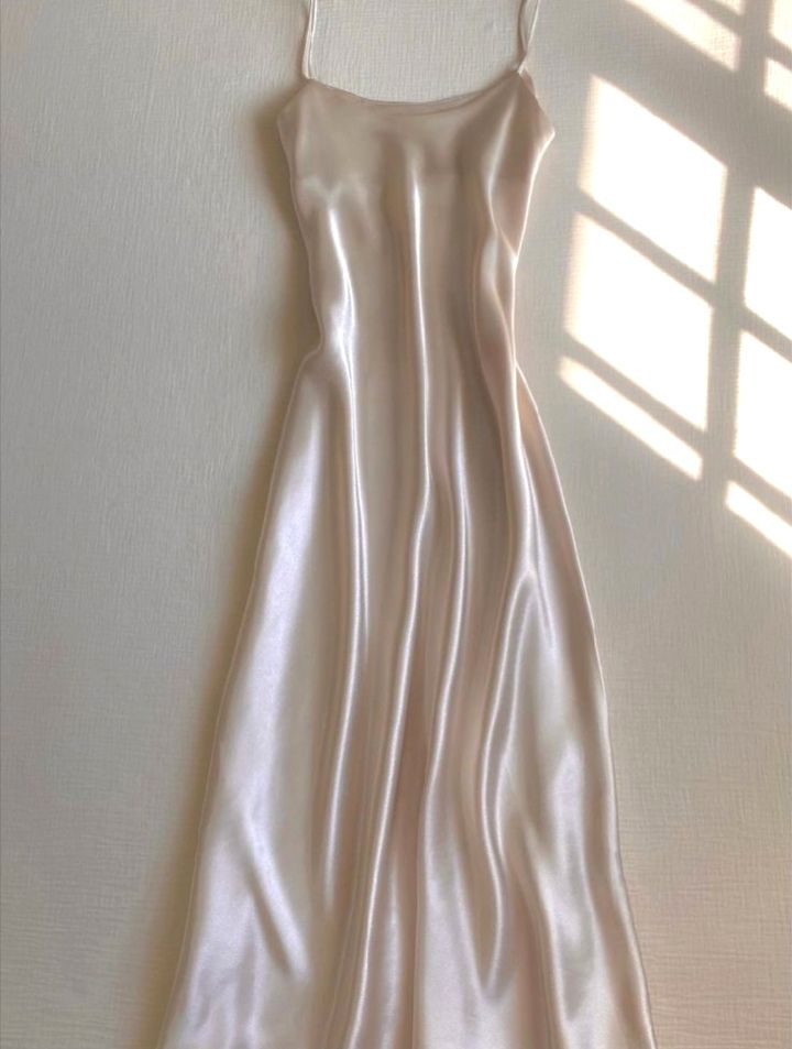 Simple A Line Spaghetti Straps Long Silk Satin Prom Dresses Evening Dress HZ1024