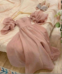 Modest A Line Off The Shoulder Pink Organza Long Prom Dresses Evening Dress HZ1024